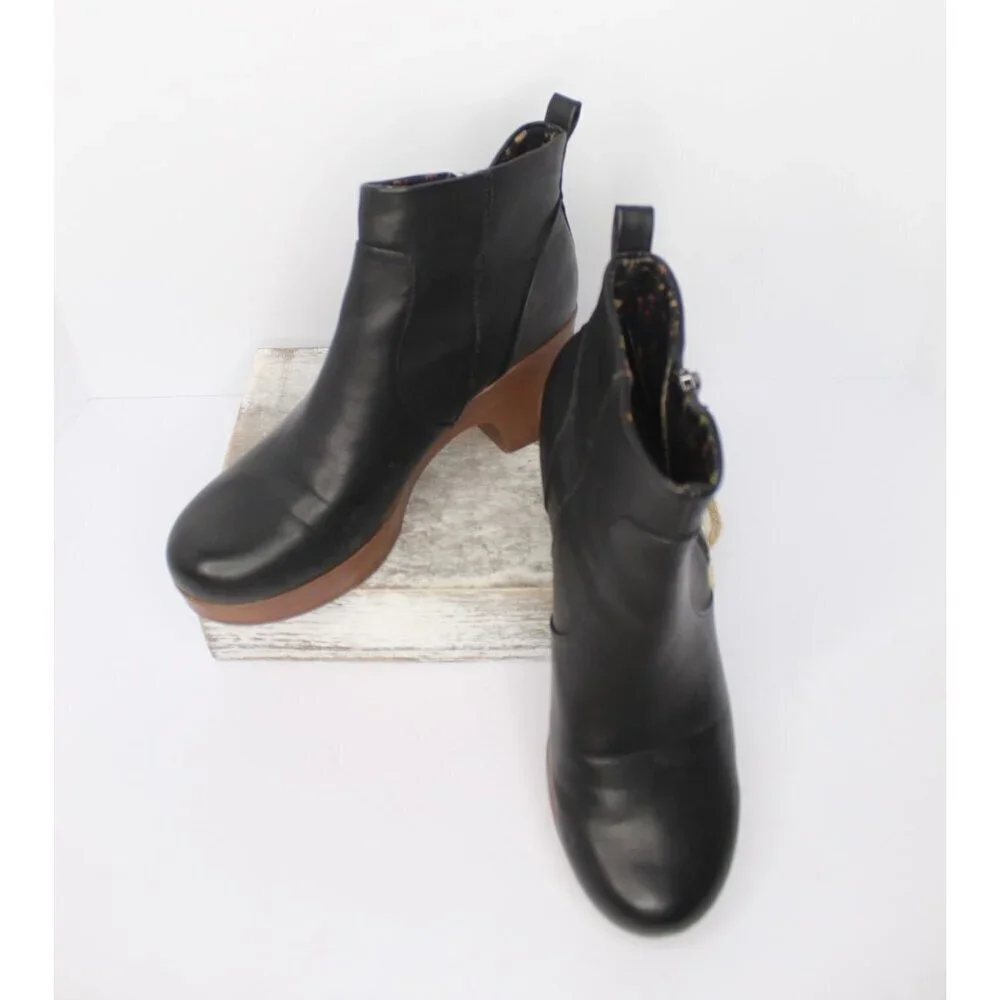 B.O.C. Chelsea Platform Ankle Women's 10 M Faux Black Leather Block Heel‎ Zipper